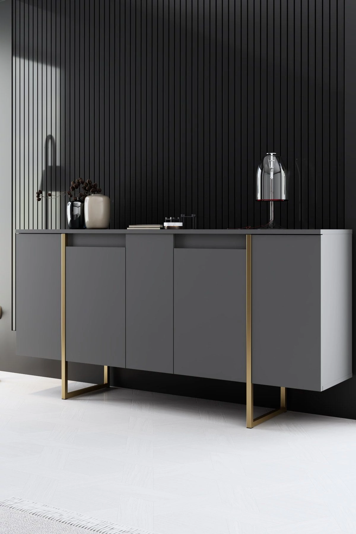 Konzolasztal Luxe - Anthracite, Gold