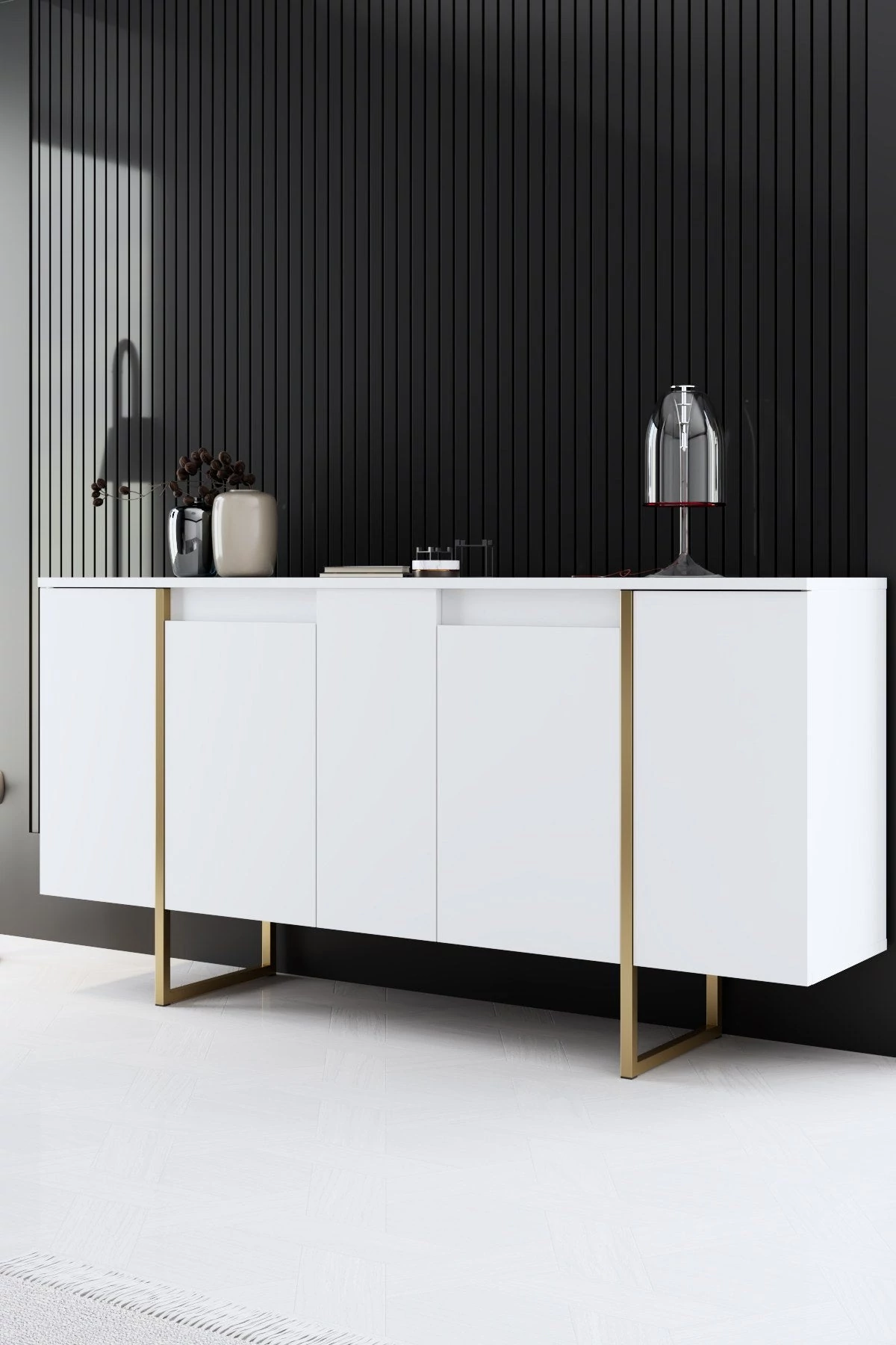 Konzolasztal Luxe - White, Gold