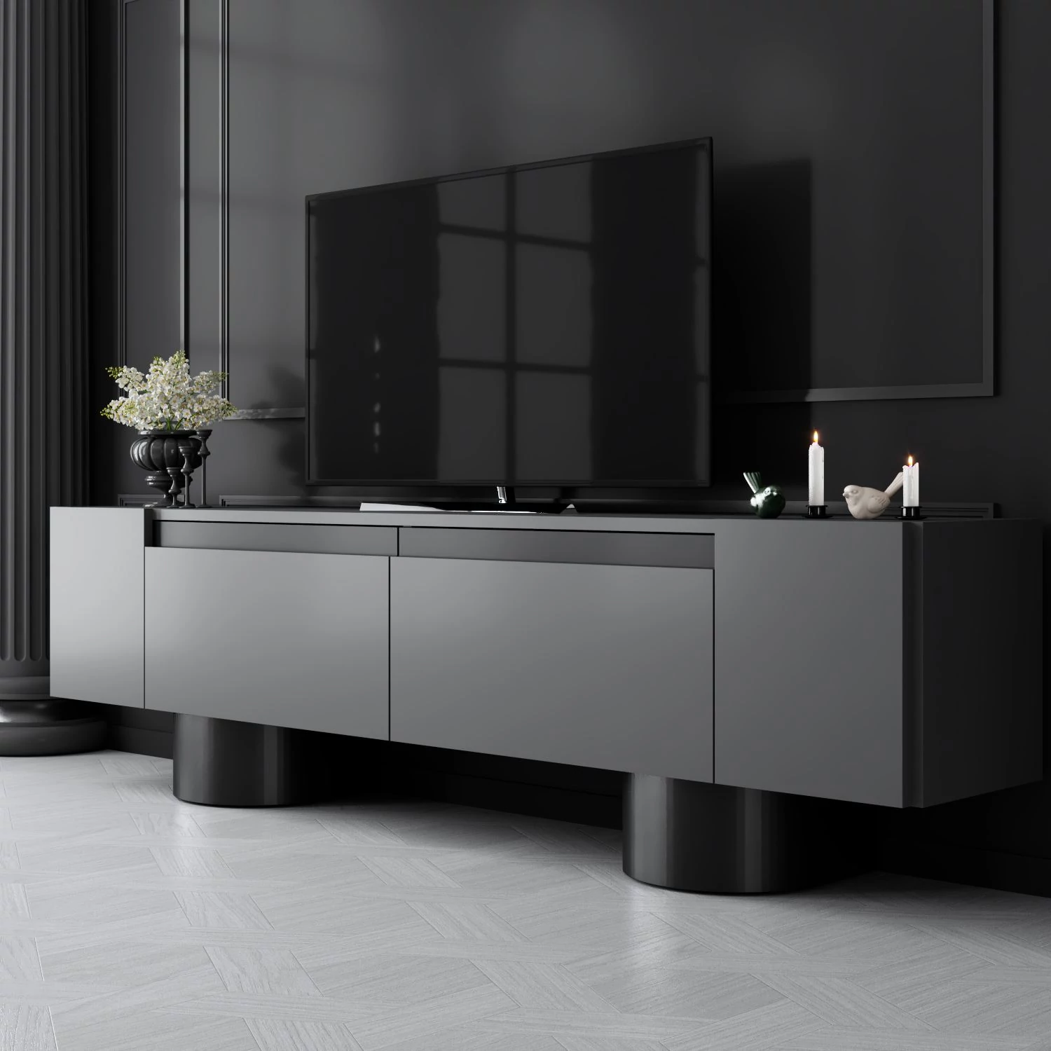 TV szekrény Bohem - Anthracite, Black