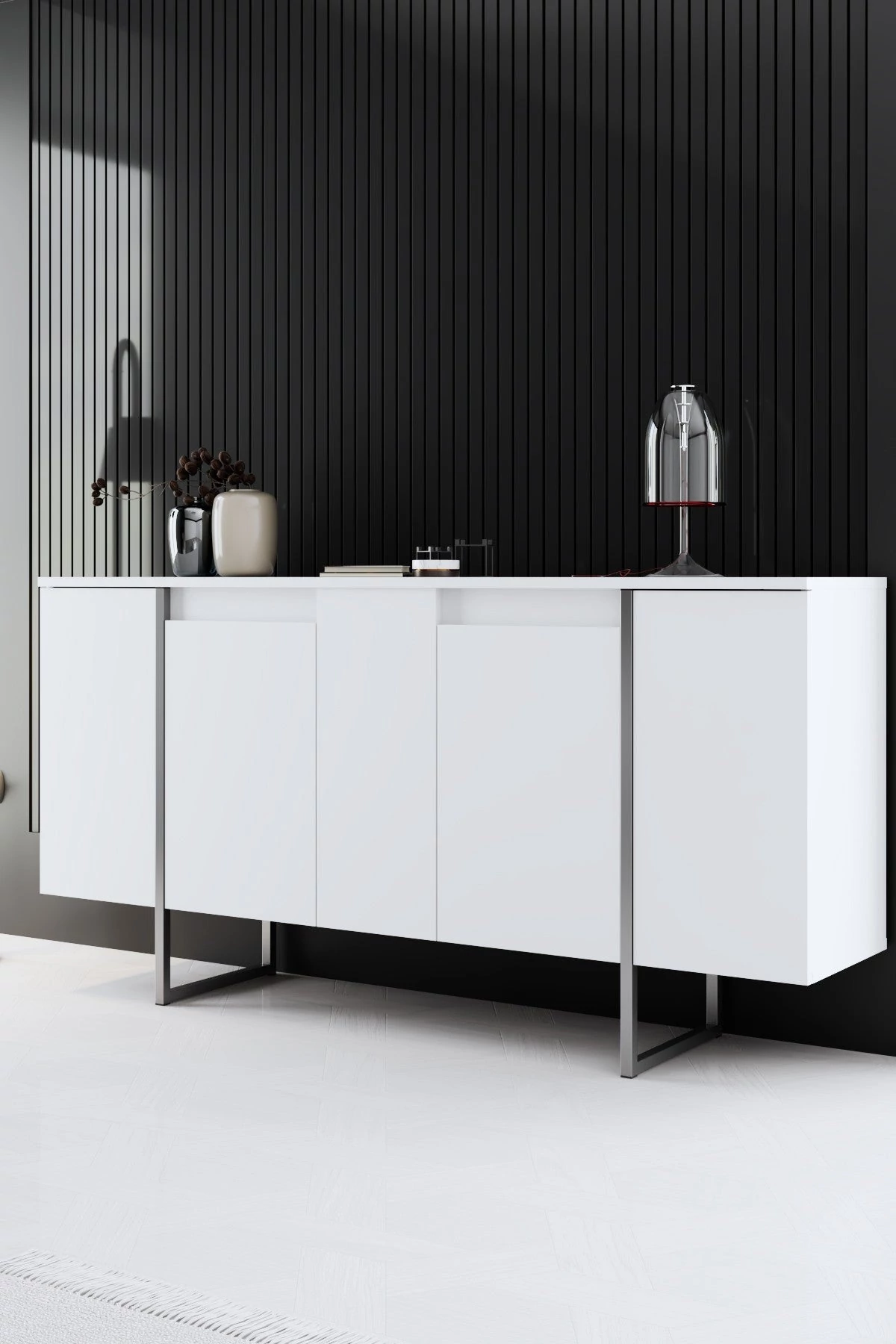 Konzolasztal Luxe - White, Silver