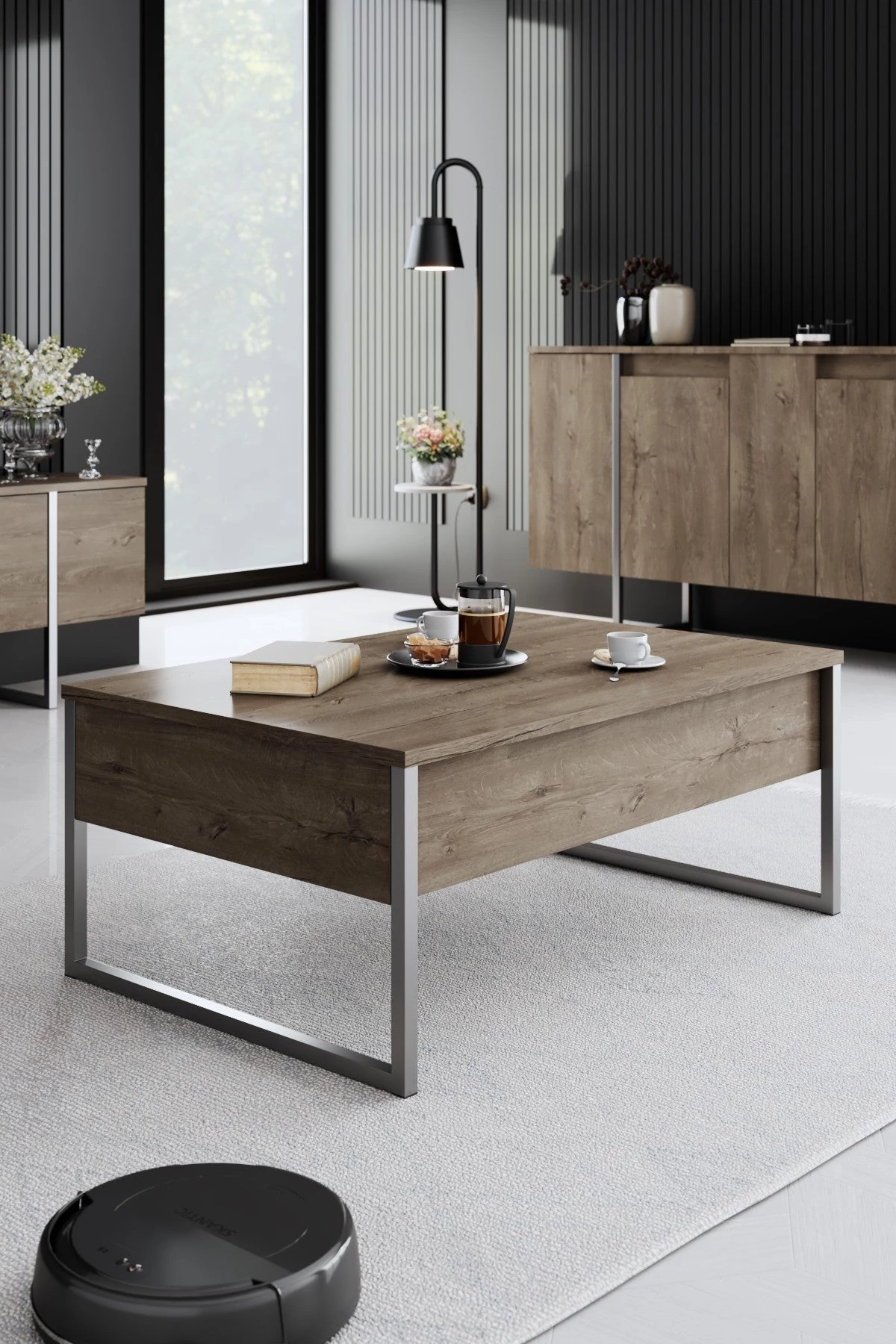Dohányzóasztal Luxe - Walnut, Silver