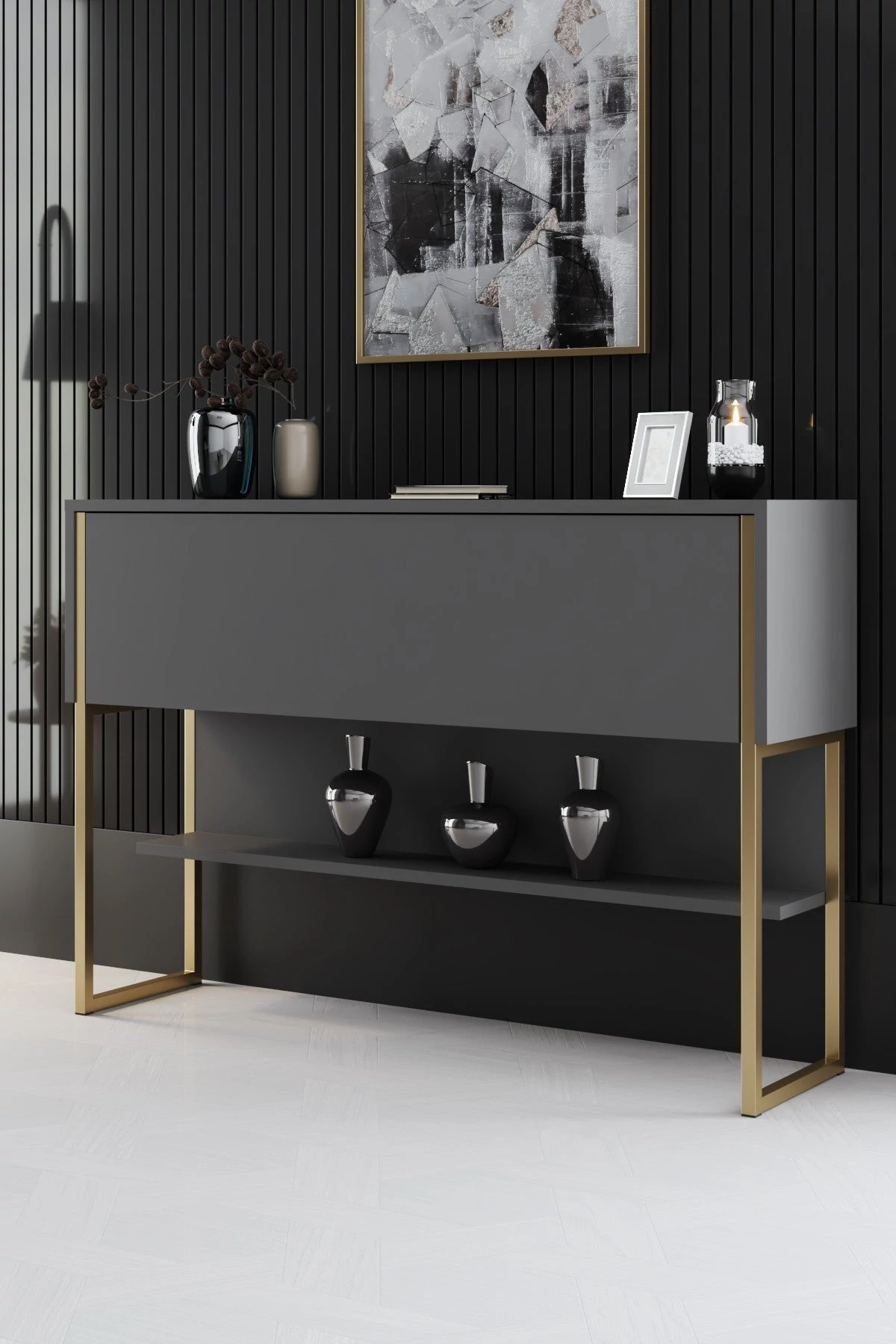 Komód Luxe - Gold, Anthracite
