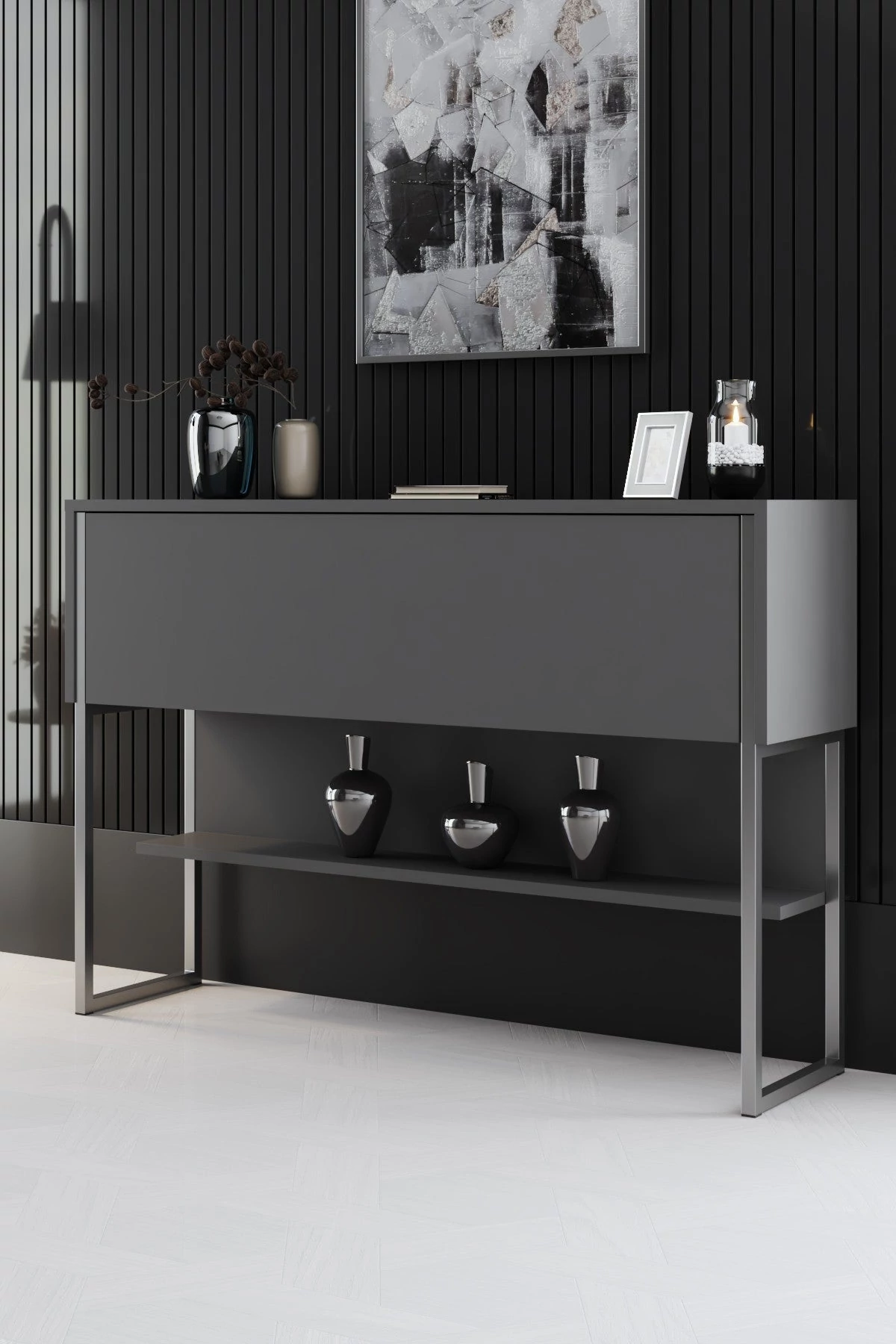 Komód Luxe - Silver, Anthracite
