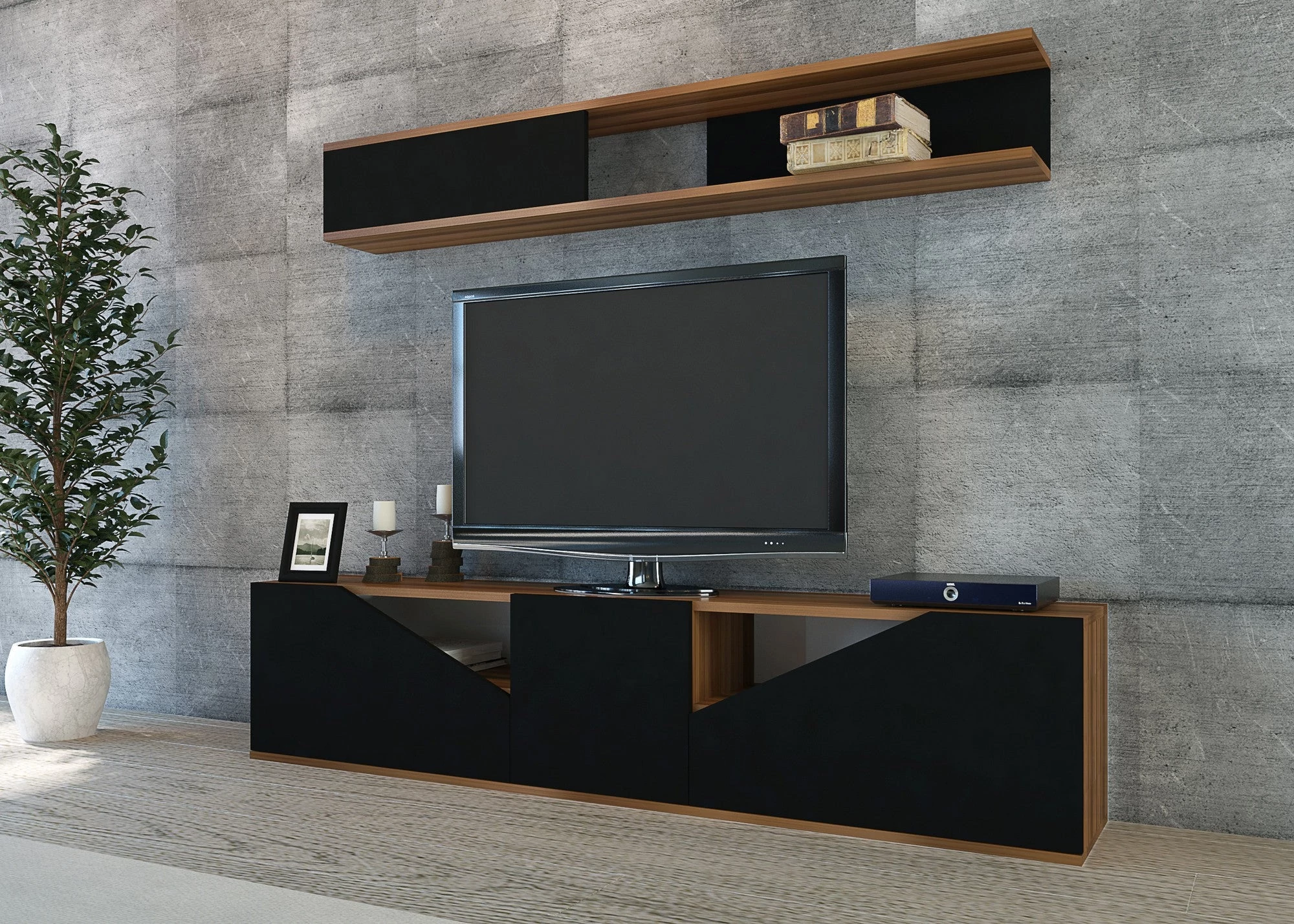 TV szekrény Taç - Walnut, Black