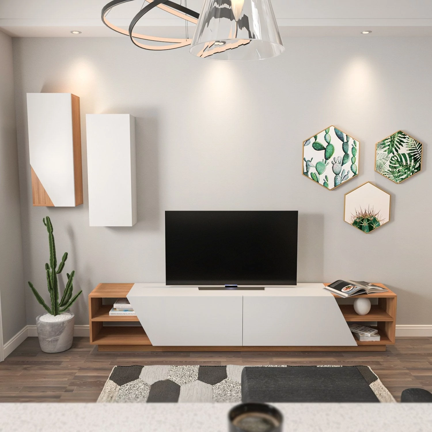 TV szekrény Zebra - White, Teak