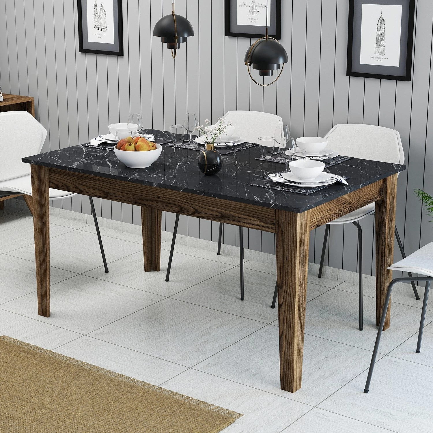 Étkező asztal Milan 518 - Walnut, Black