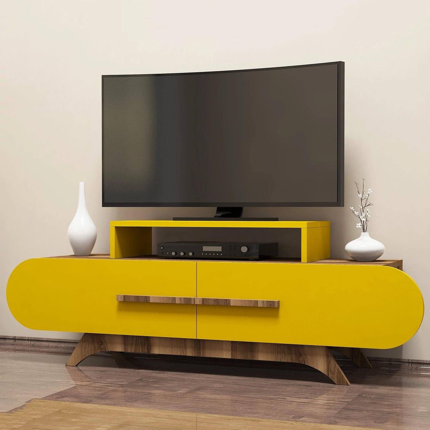 TV szekrény Rose - Walnut, Yellow
