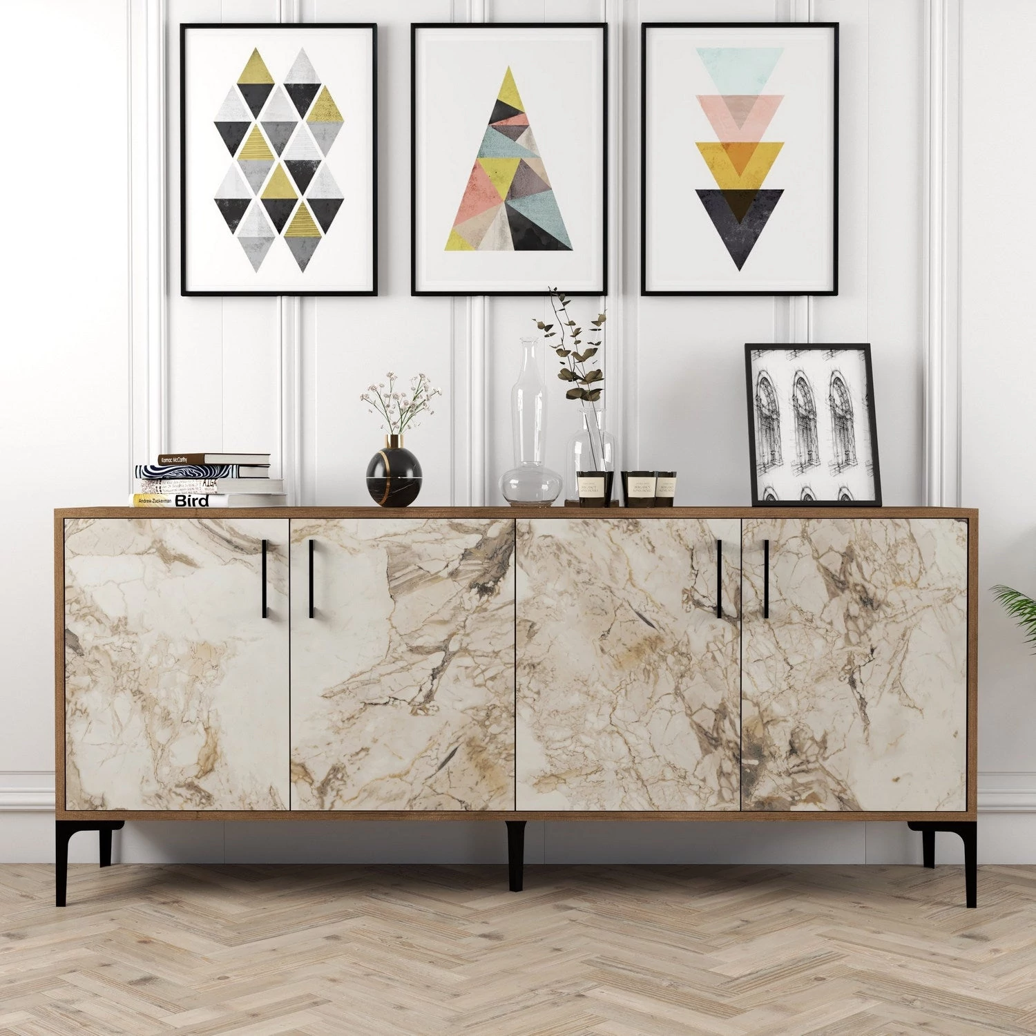 Konzolasztal Kiev - Diós, Fehér Marble