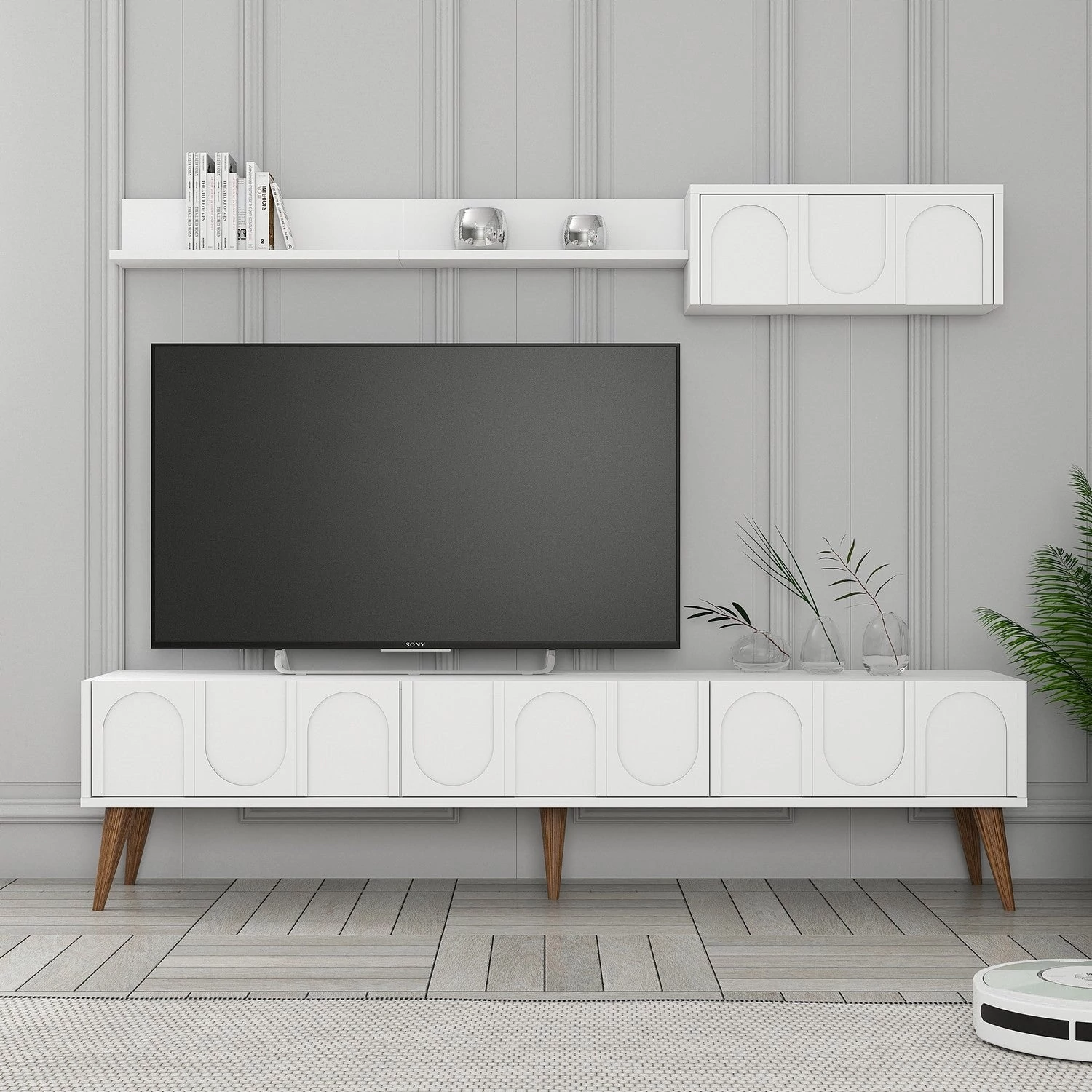 TV szekrény Lyon 2 - Fehér, Diós