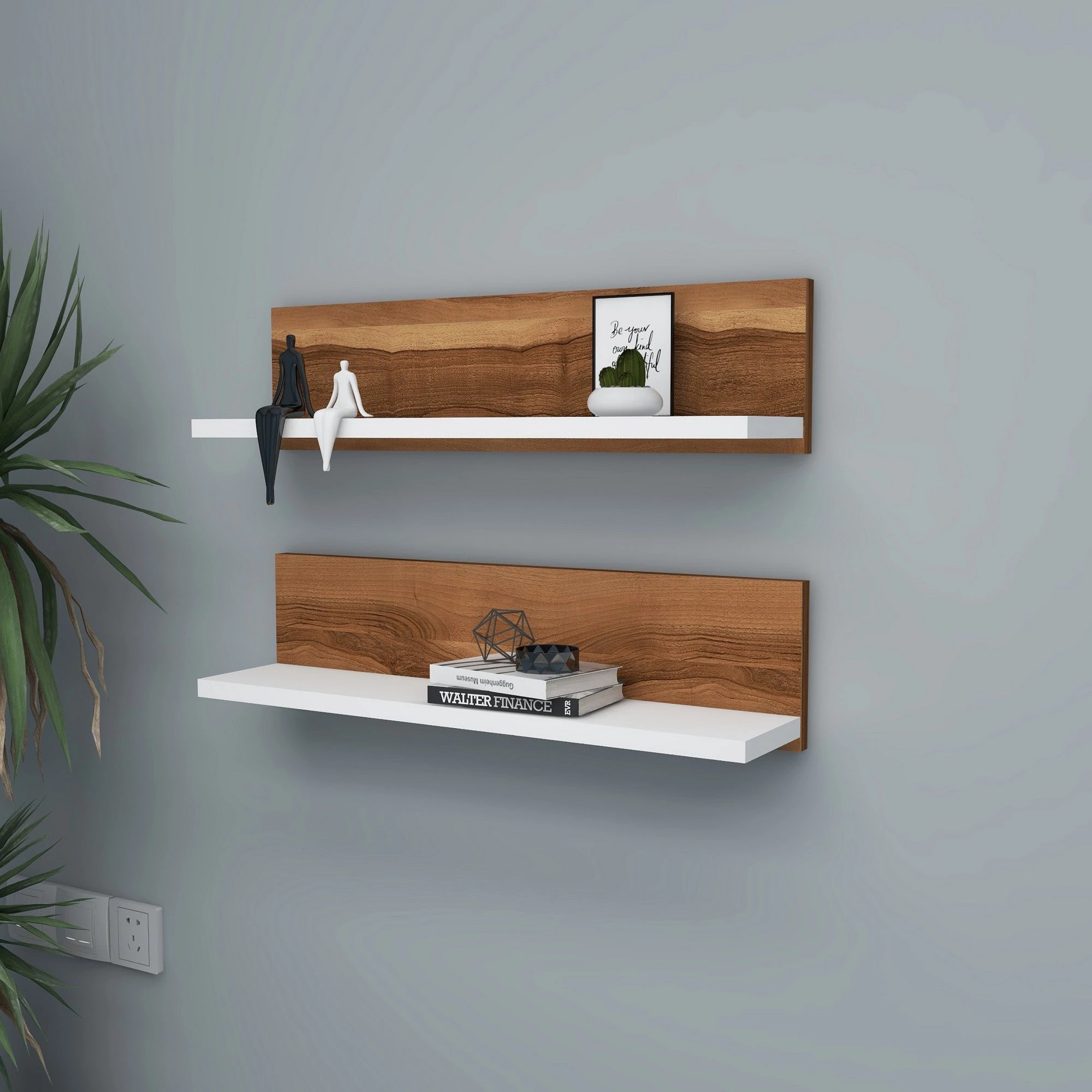 Fali polc Shelf - Diós, Fehér