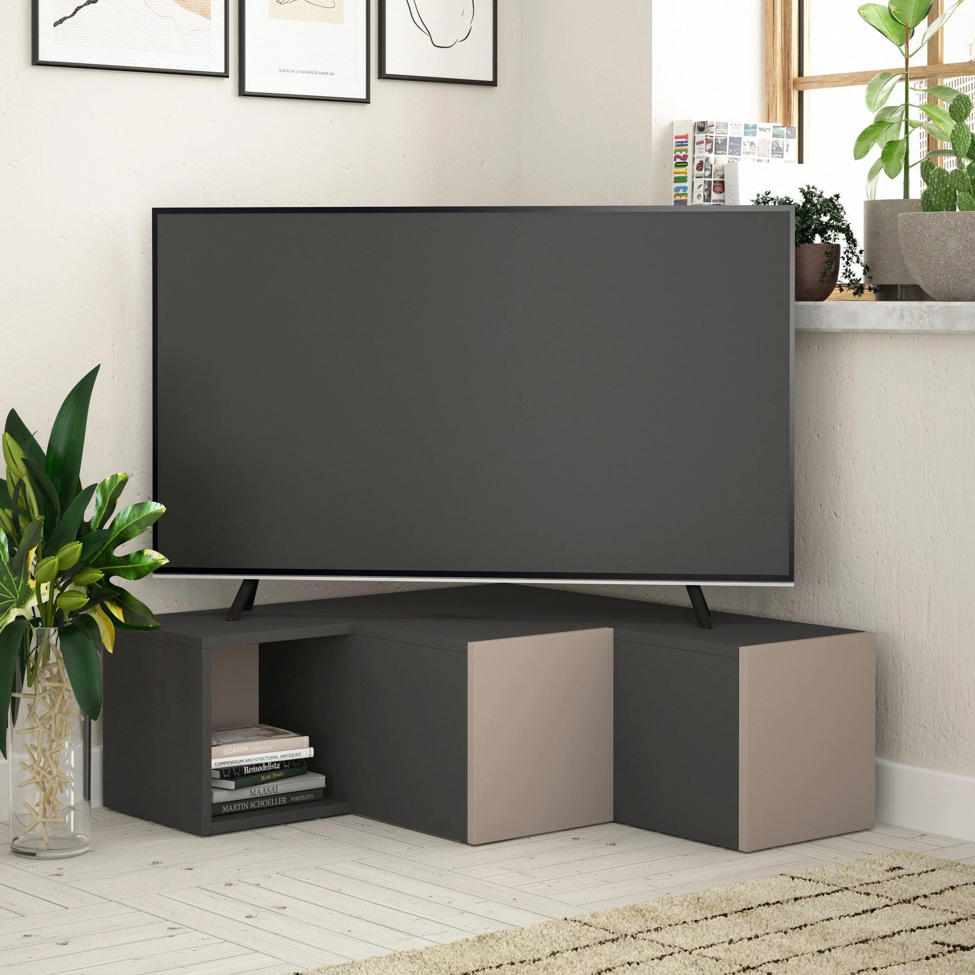 TV szekrény Compact - Anthracite, Light Mocha