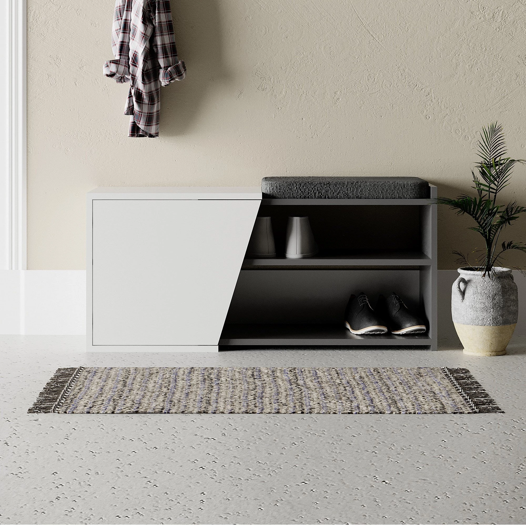 Cipőtároló Fiona Bench - Anthracite, White