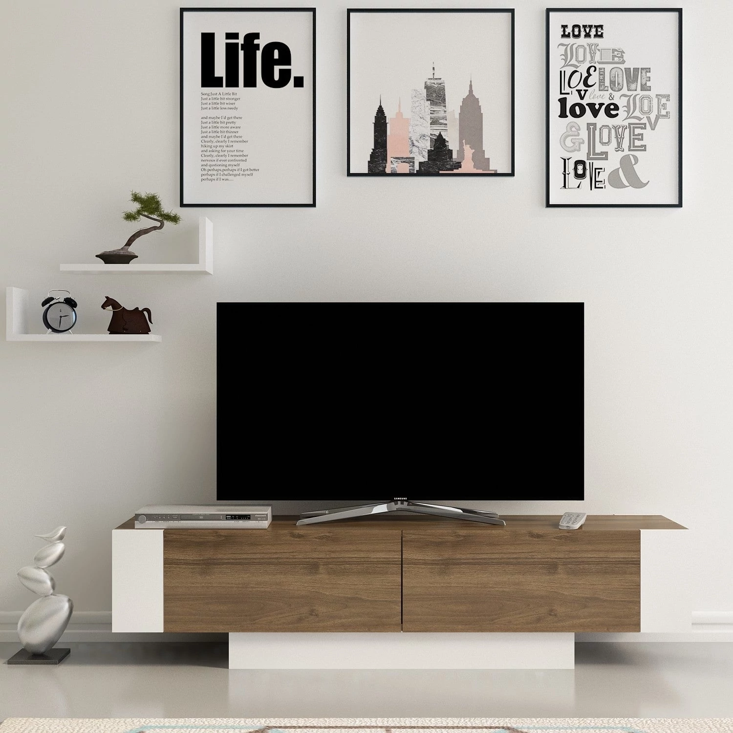TV szekrény Matera - Walnut, White