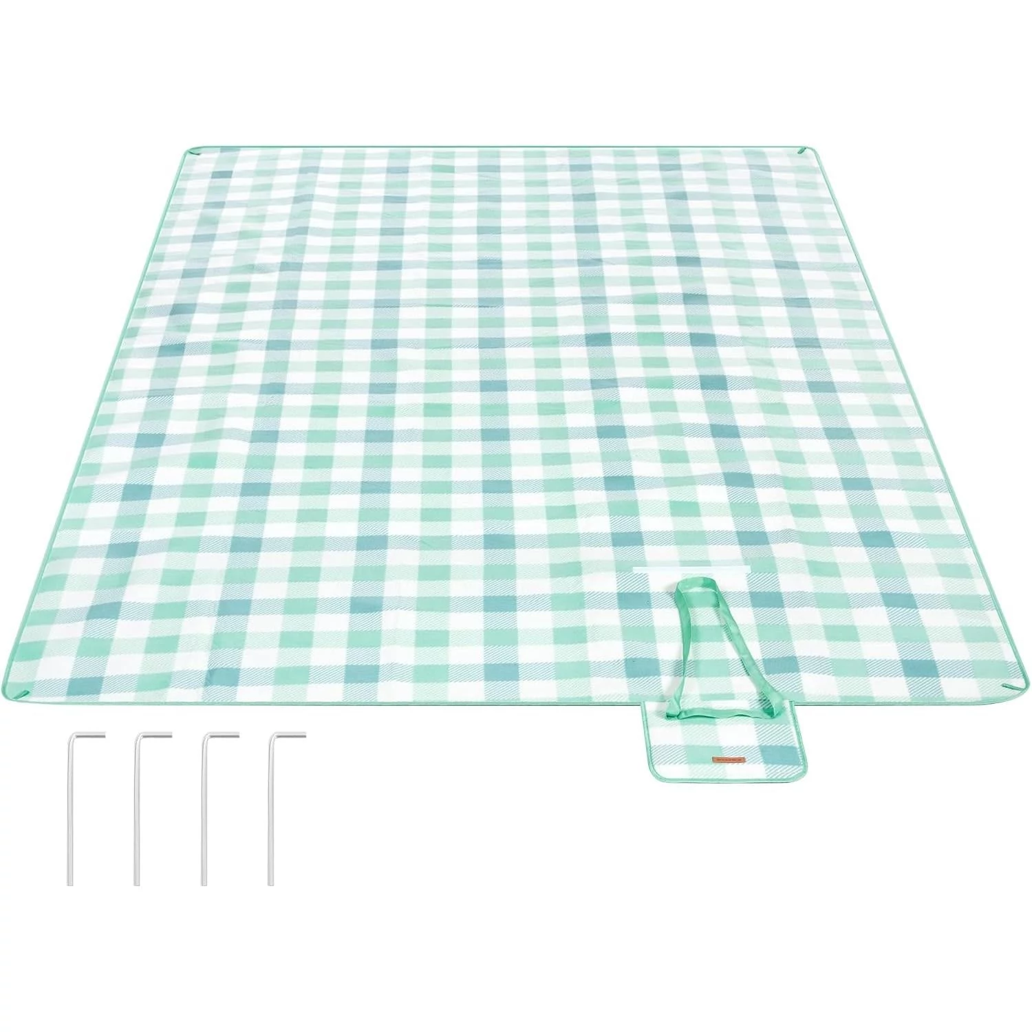 Piknik takaró, strand szőnyeg 200 x 200 cm, vízálló, összecsukható, zöld-kék