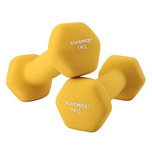 2 db-os súlyzókészlet, 2 x 1 kg, csúszásmentes neoprén kézi súlyzók, sárga