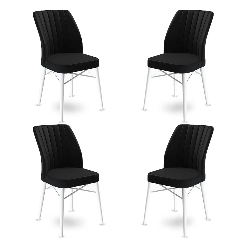 Étkezőszék szett (4 db) Flex - Fekete, Fehér