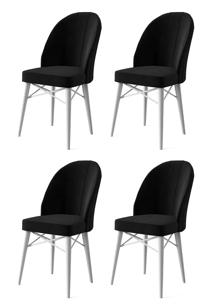 Étkezőszék szett (4 db) Ritim - Fekete, Fehér