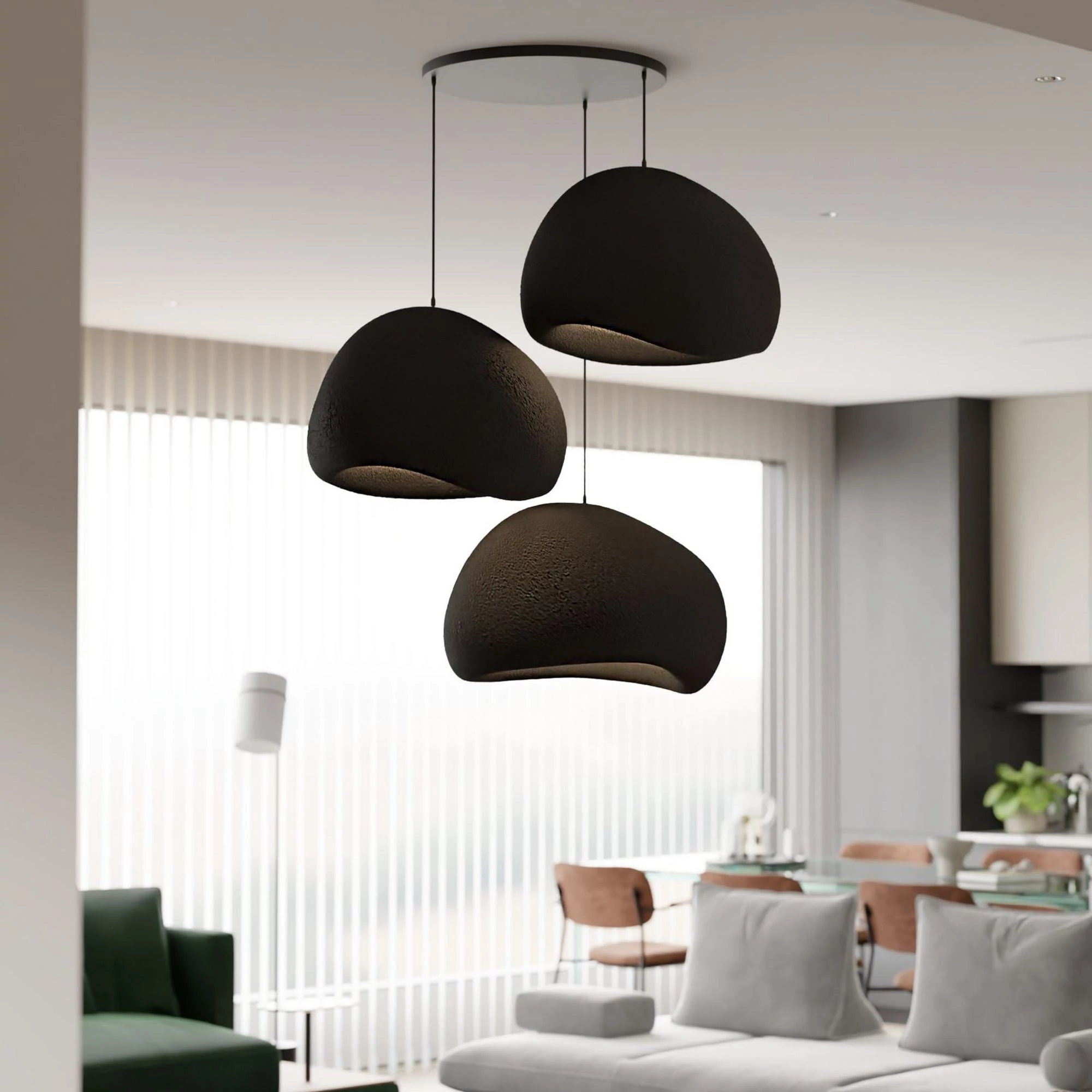 Függőlámpa - Wabi Sabi Claylights - Fekete