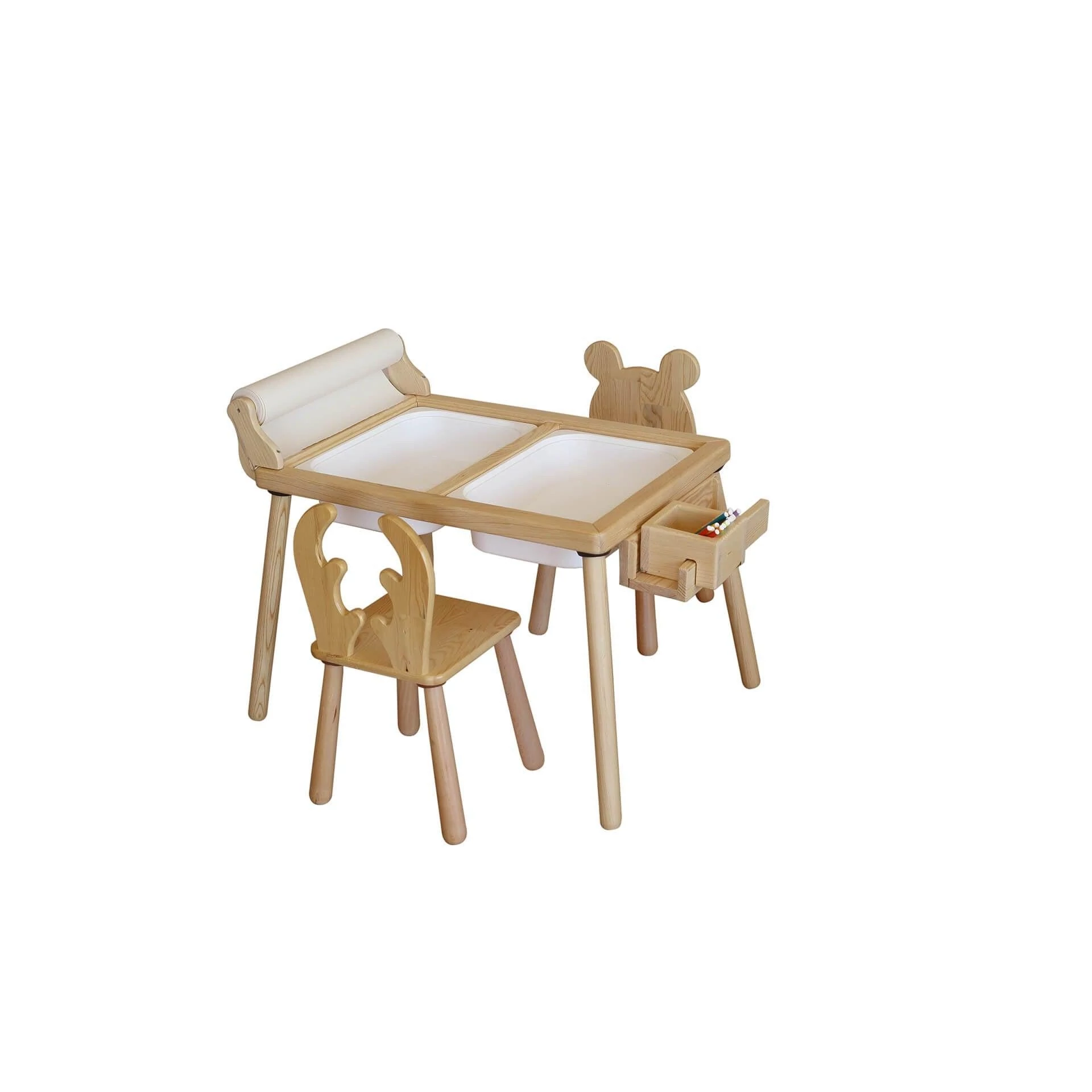 Gyerekasztal székekkel Roll and 2 Chairs - White