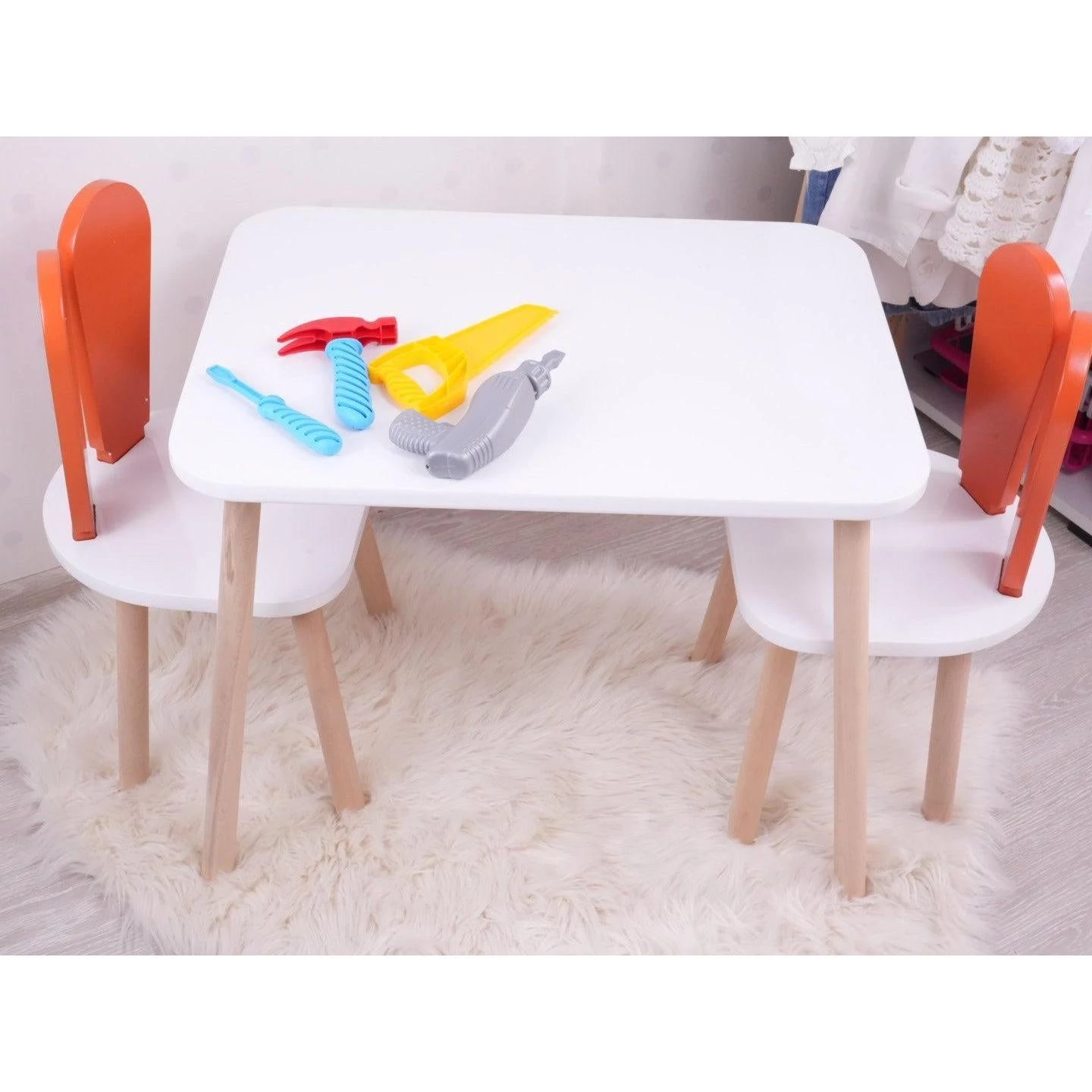 Gyerekasztal székekkel Bunny Two Chair Set - Orange, White