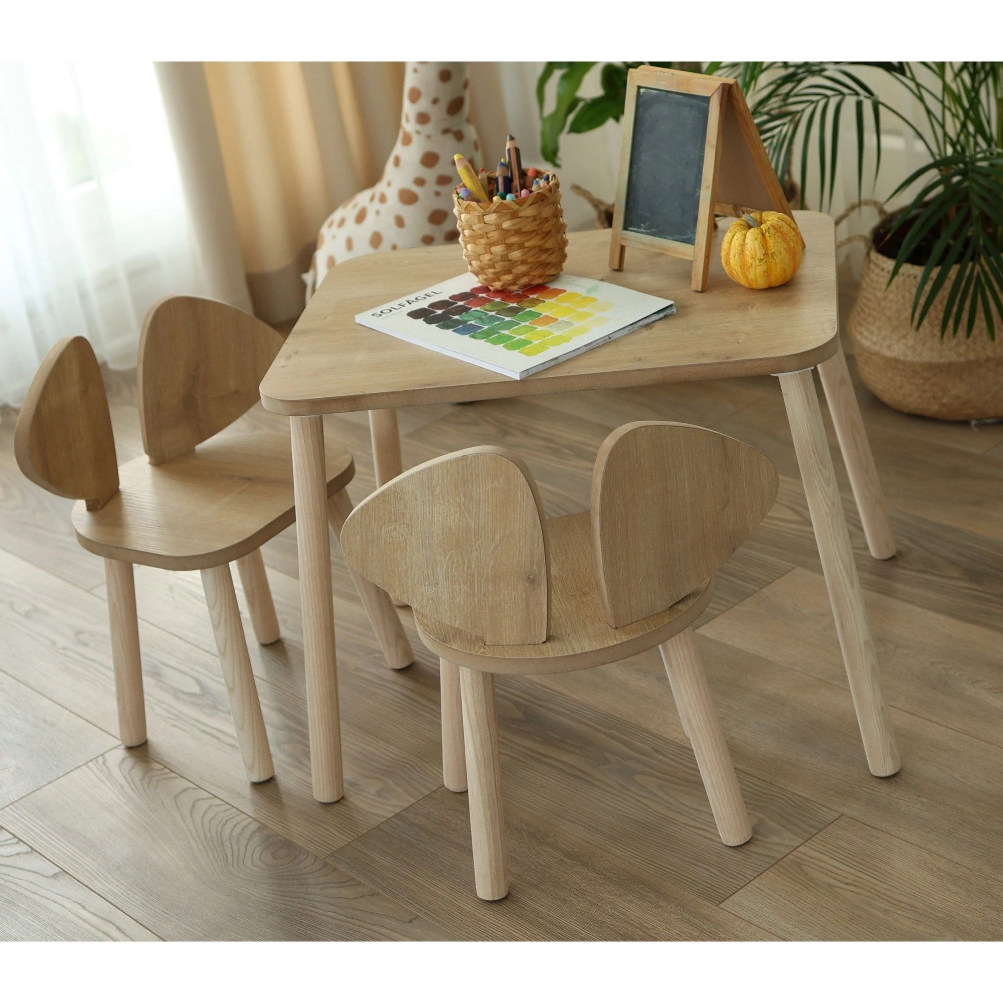 Gyerekasztal székekkel Mickey Two Chair Set - Brown