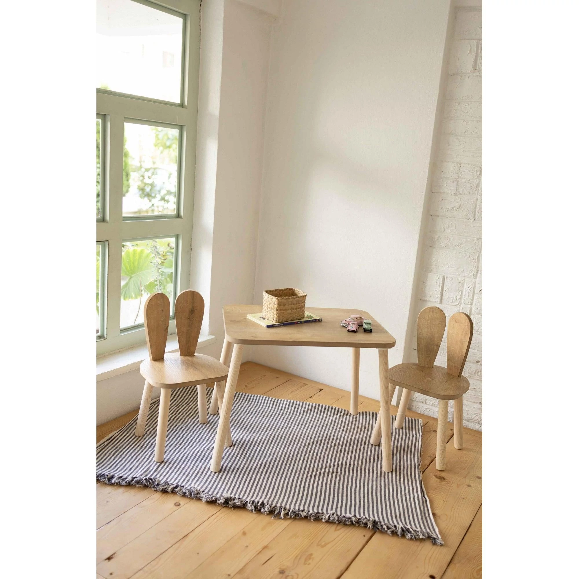 Gyerekasztal székekkel Bunny Two Chair Set - Brown