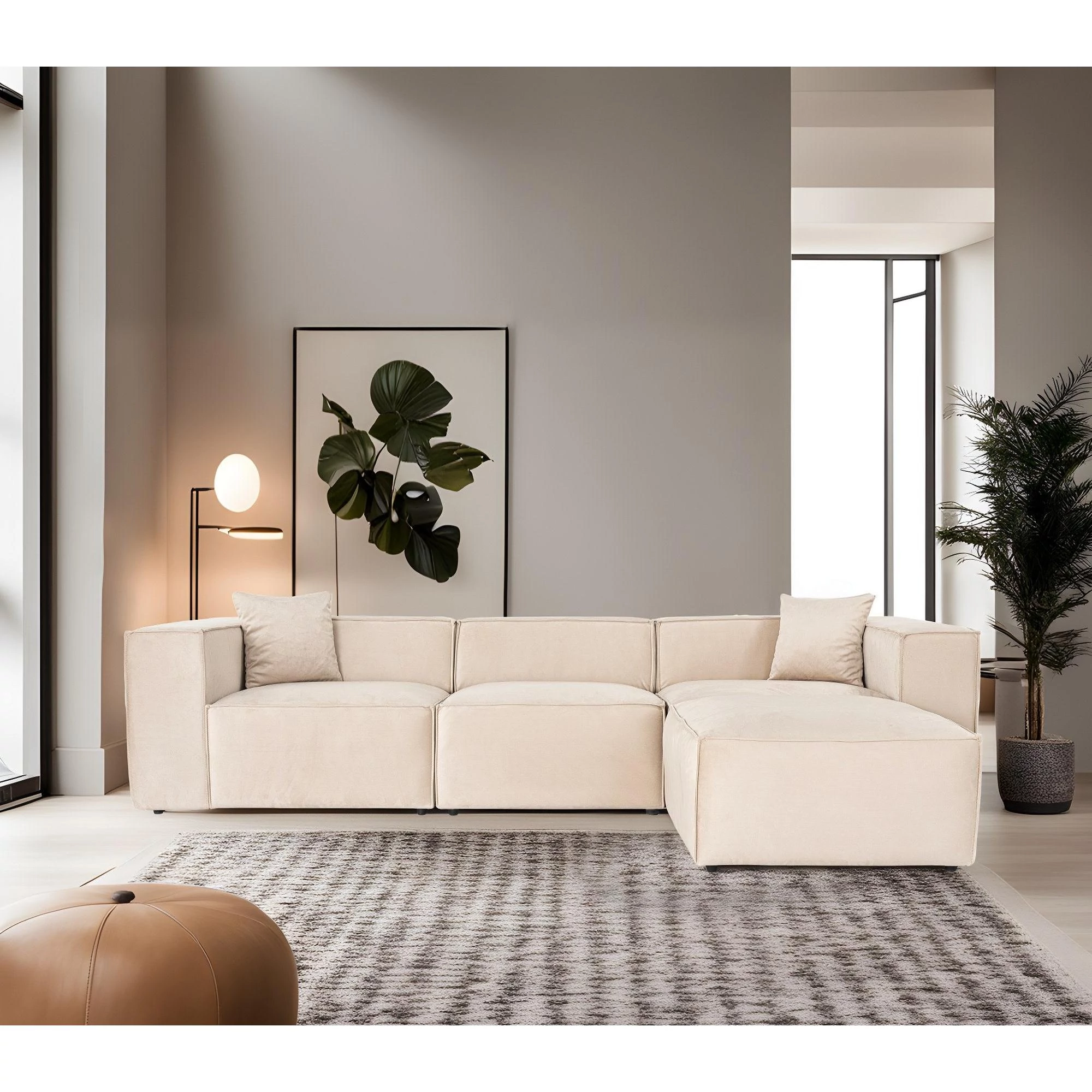 Sarokkanapé Lora (L1-O1-1R-POUFFE ) - Krém