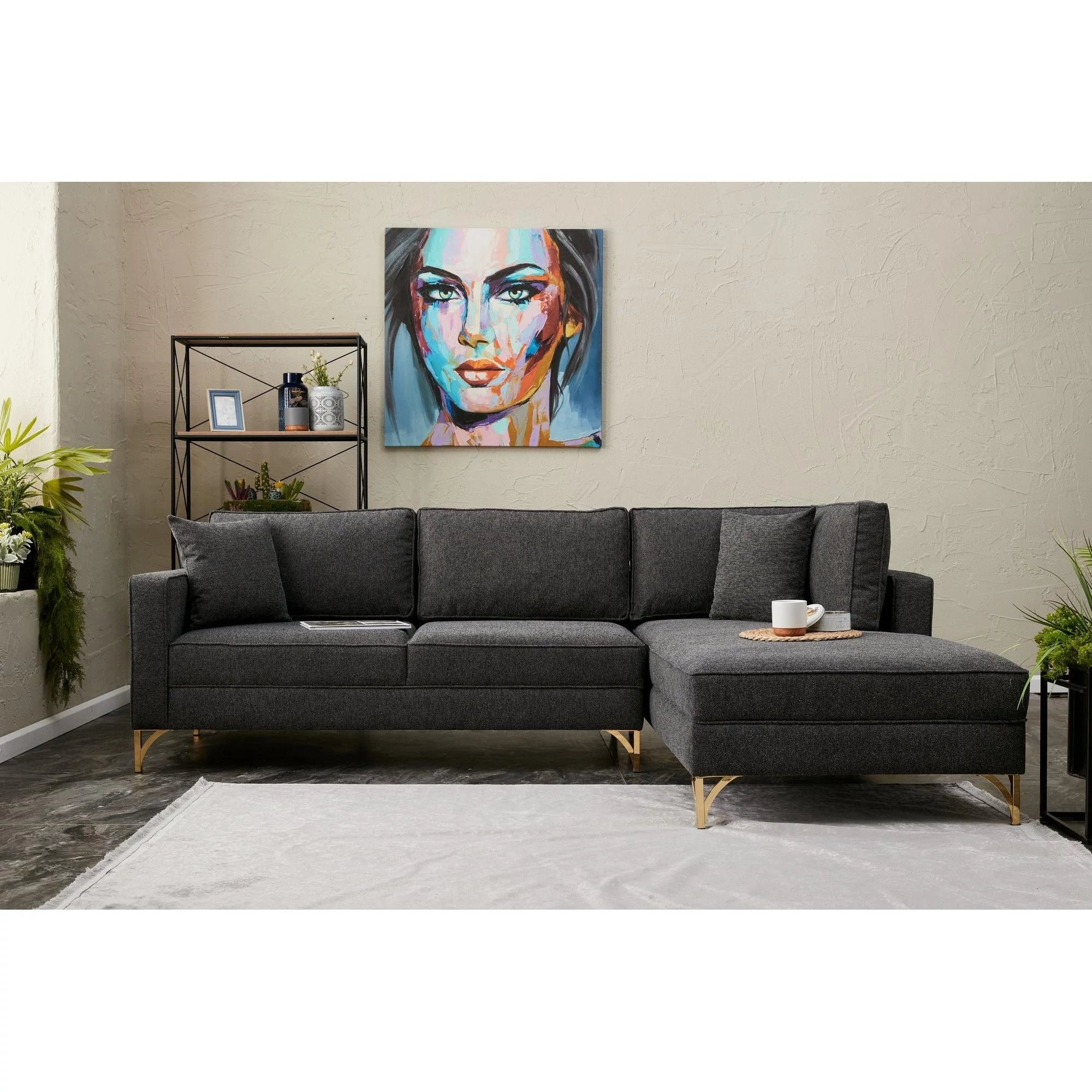 Sarokkanapé Berlin Jobbos - Antracit, Arany