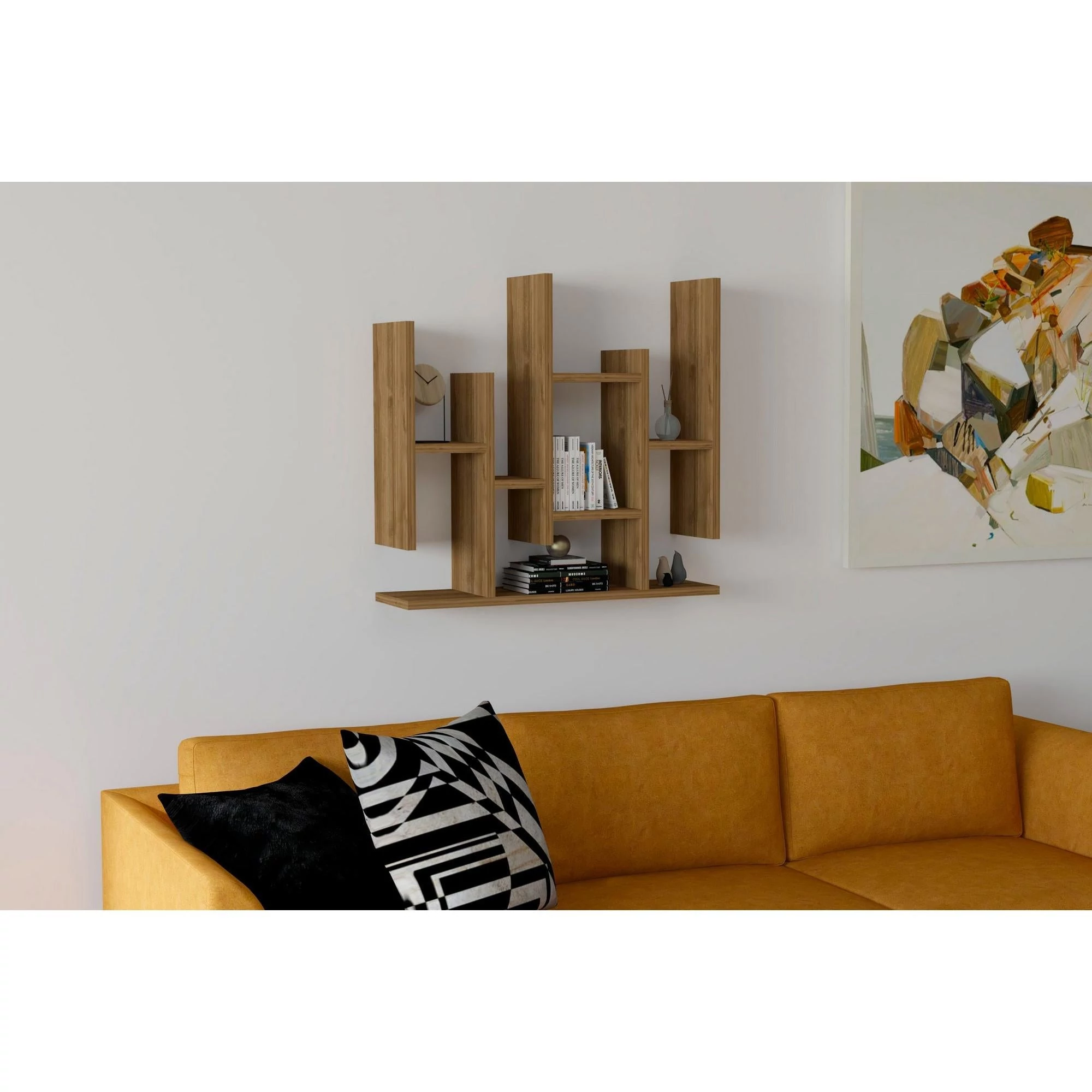 Fali polc Flower - Walnut