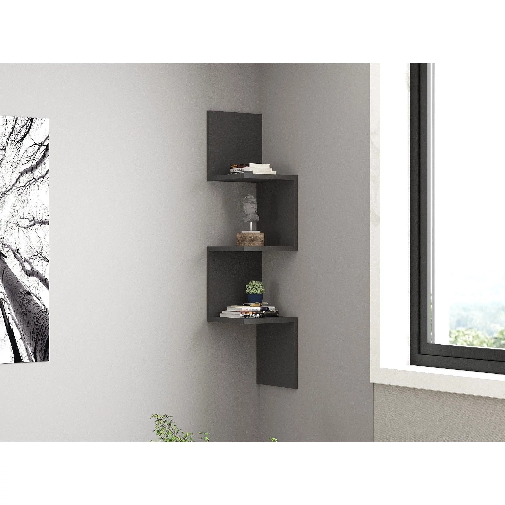 Fali polc Zikzak - Anthracite