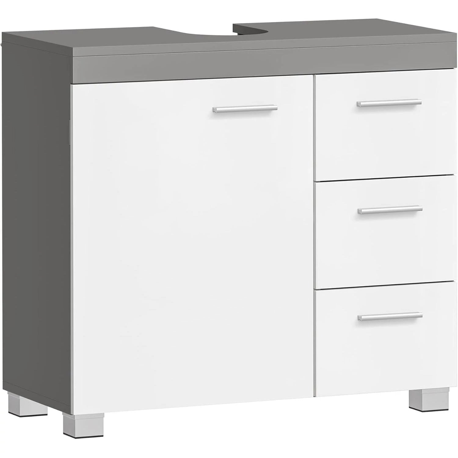 Mosdó alatti szekrény, fürdőszobai szekrény 30 × 70 × 64 cm，fehér–szürke
