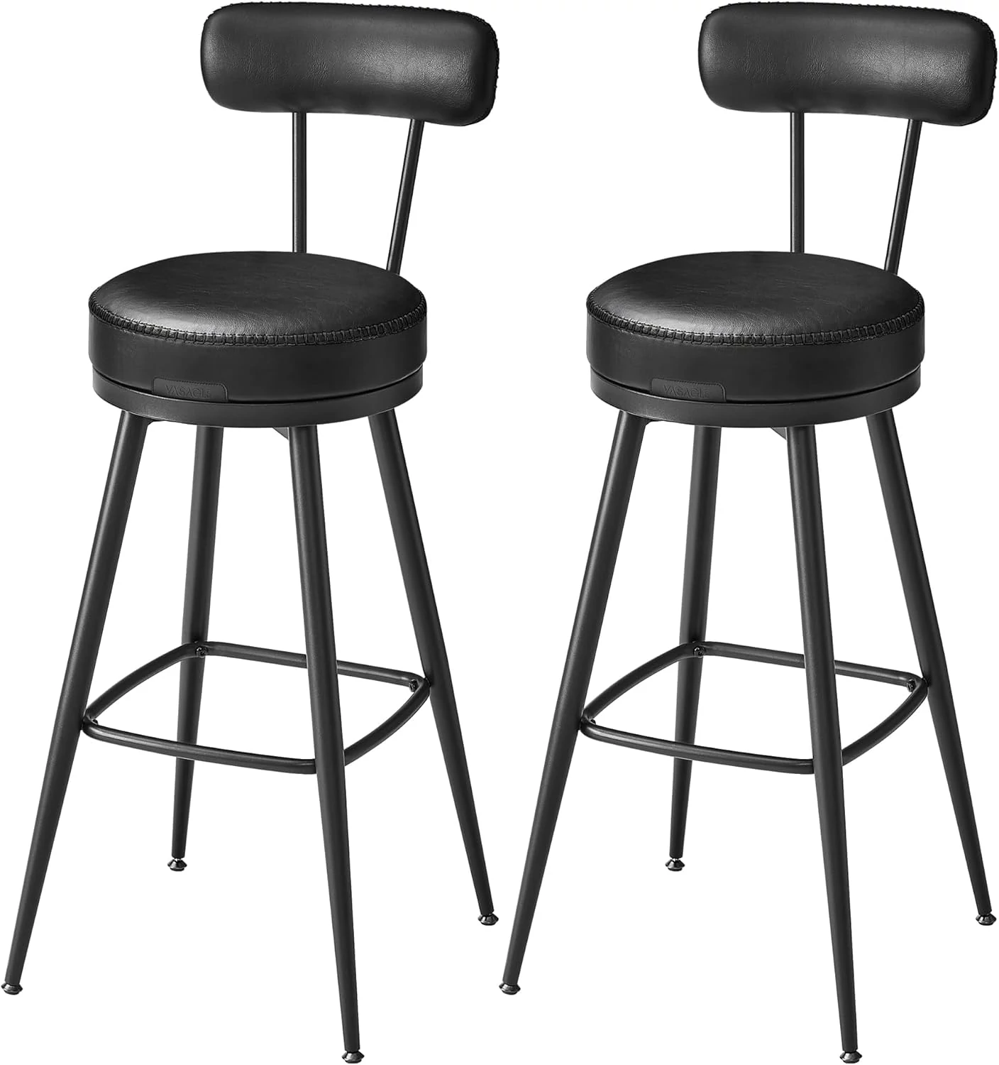 EKHO 360°-ban forgatható bárszék 2 darabos szett, 76 cm magas, tintafekete színben