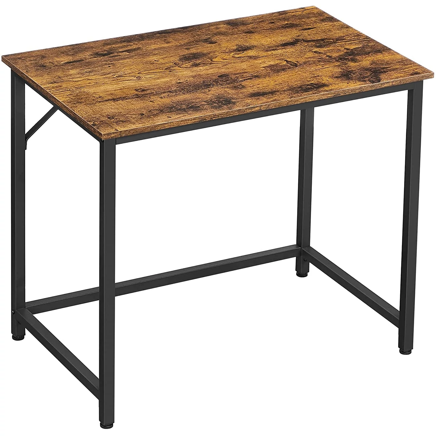 Keskeny irodai asztal, íróasztal, rusztikus barna-fekete