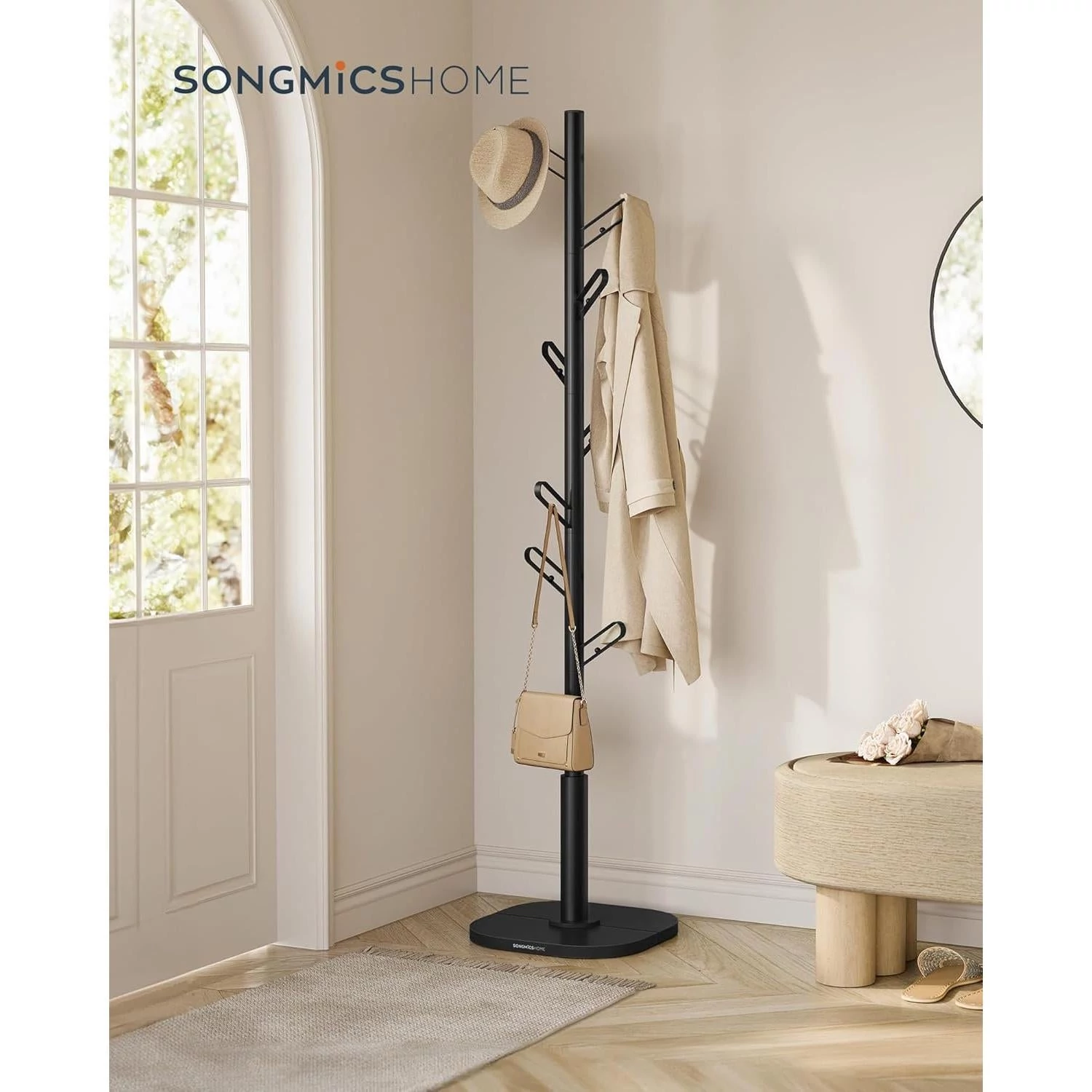 SONGMICS HOME fa alakú ruhafogas 175,3 cm magas tintafekete színben