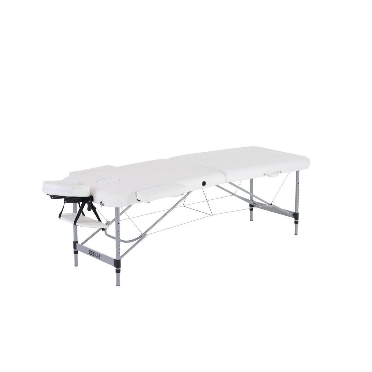 Masszázságy, összecsukható és hordozható, Alumínium vázas, Fehér