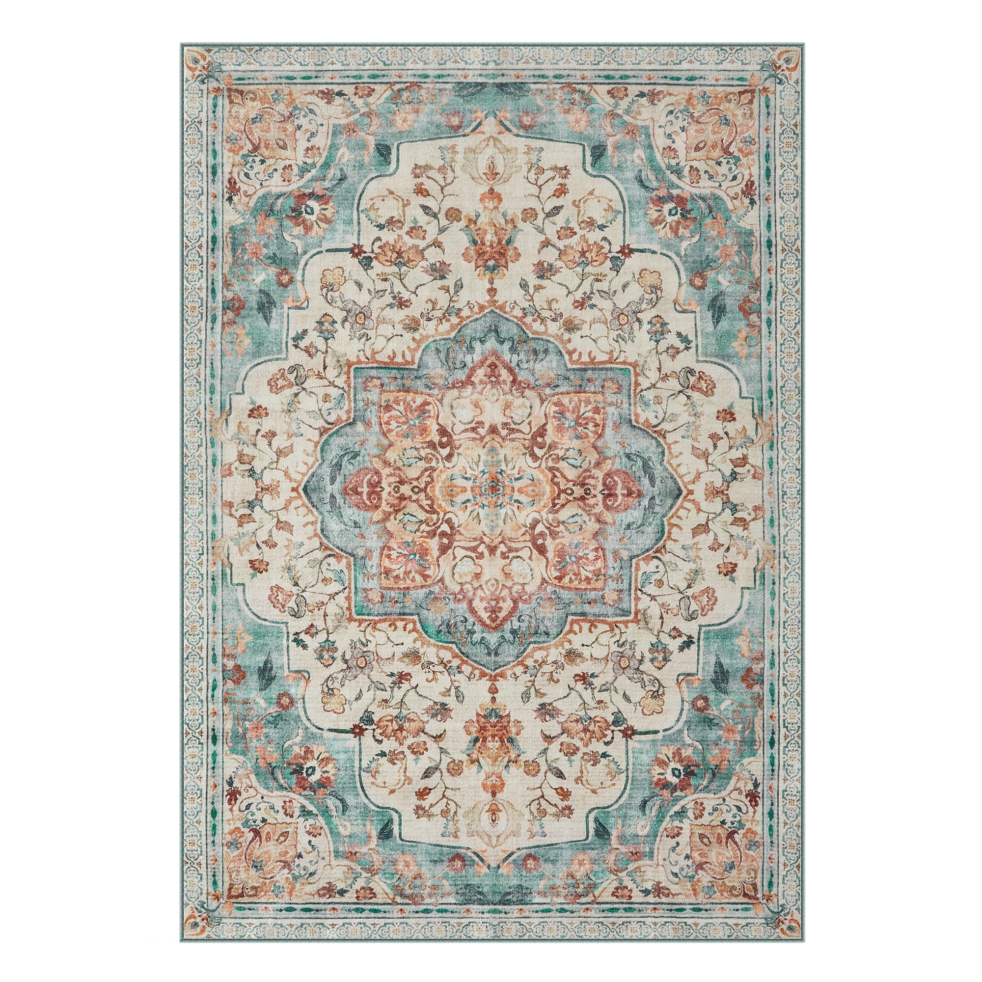 Vintage stílusú, gépben mosható szőnyeg 120 x 170, aqua blue